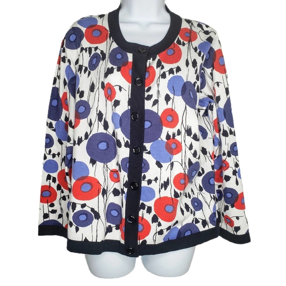 Talbots Floral Button Front Cardigan Sweater 1X